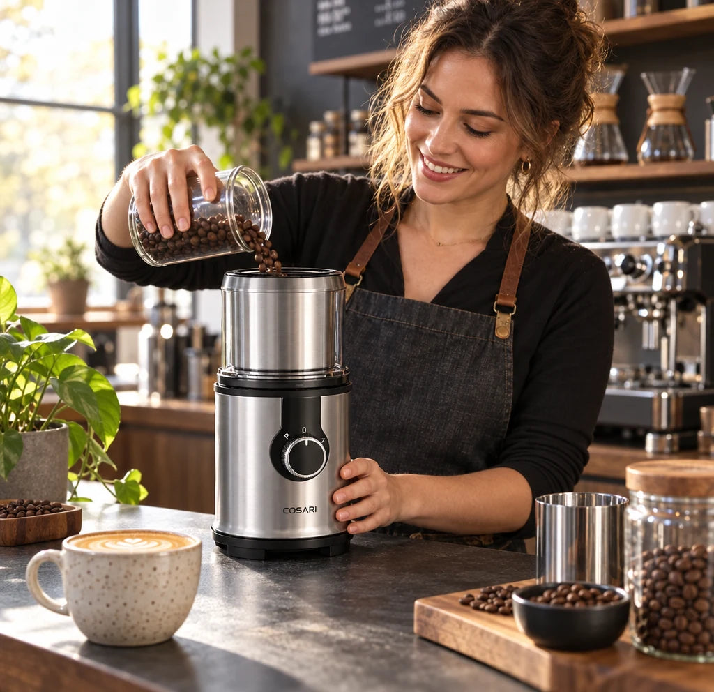Cosari BaristaBurr Pro Conical Burr Coffee Grinder: 60 Settings, Plasma Anti-Static & Portafilter Cradle - 7