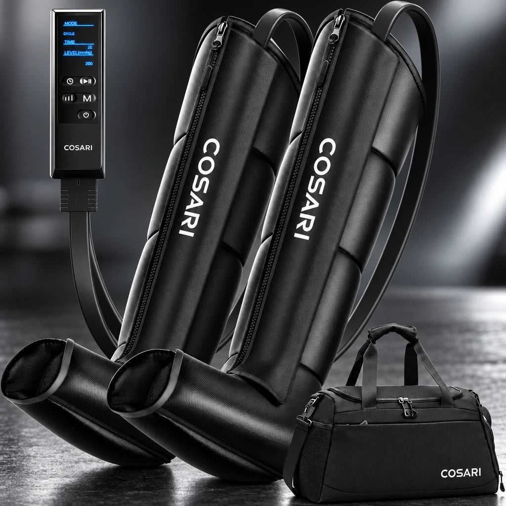 Cosari AirPulse Recovery Pro Full-Leg Compression Boots: 6 Chambers, 240 mmHg, Knee Heat & Cordless Pump - 3