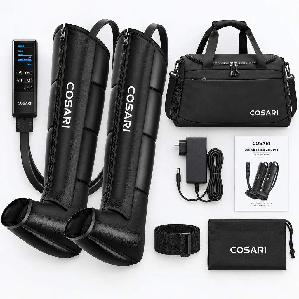 Cosari AirPulse Recovery Pro Full-Leg Compression Boots: 6 Chambers, 240 mmHg, Knee Heat & Cordless Pump - 4