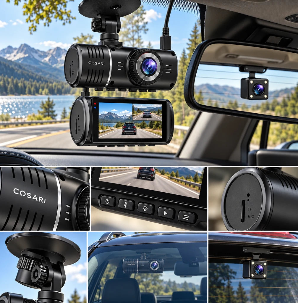 Cosari RoadGuard 4K Duo Front & Rear Dash Cam: 4K+1080P, STARVIS 2 Night Vision, 5GHz WiFi, GPS & 64GB Card - 5