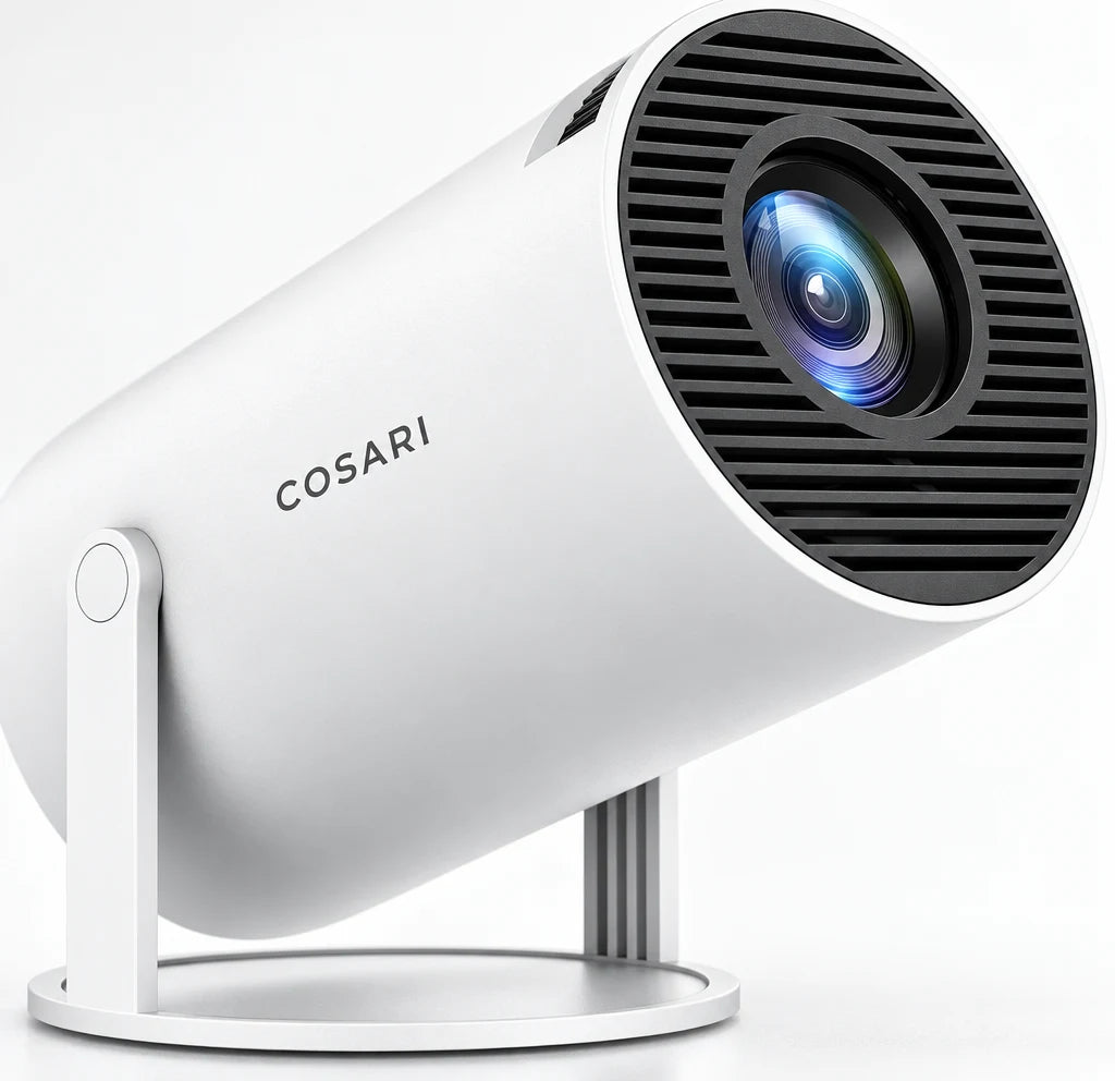Cosari CineBeam Mini Projector: Native 1080P, 180° Ceiling Gimbal, Auto-Keystone, WiFi 6 & Bluetooth 5.3 - 3