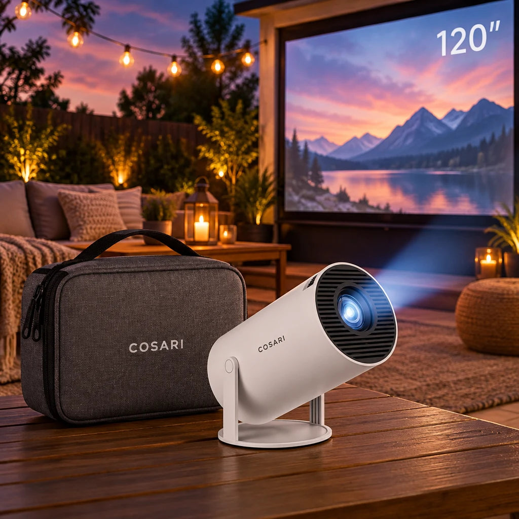 Cosari CineBeam Mini Projector: Native 1080P, 180° Ceiling Gimbal, Auto-Keystone, WiFi 6 & Bluetooth 5.3 - 6