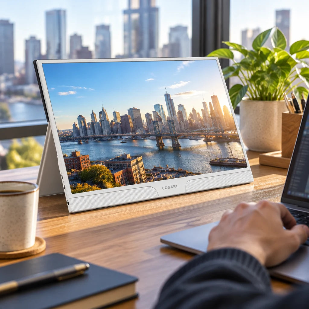 Cosari SlateView 16 Pro Portable Monitor: 15.6" 400-Nit Matte IPS, Dual USB-C, Mini-HDMI & Smart Folio - 2