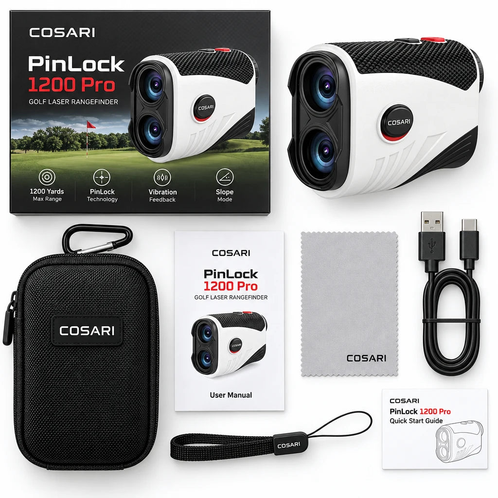 Cosari PinLock 1200 Pro Laser Rangefinder: 1,200 Yds, 0.1s Flag-Lock Vibration, Slope Switch & Cart Magnet - 4