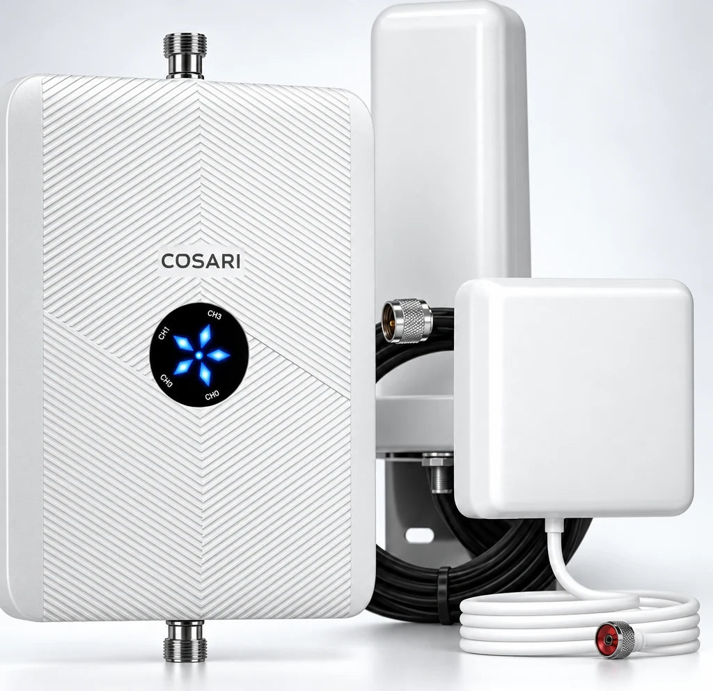 Cosari SignalMax 5G Pro Cell Phone Signal Booster: 72dB Gain, 5,500 Sq Ft, All US Carriers & Smart LCD - 3