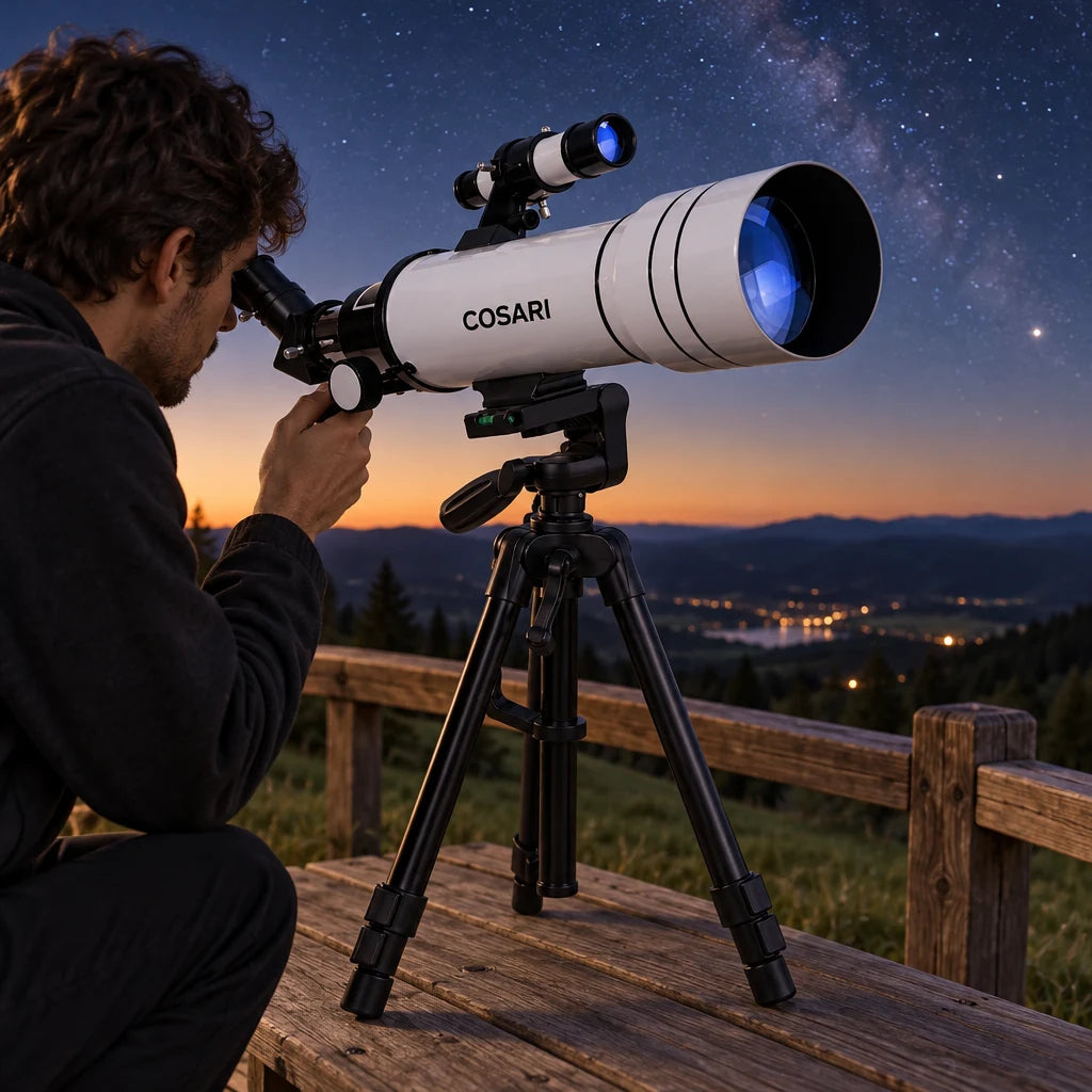 Cosari AstroScope Pro Telescope: 90mm FMC Refractor, 600mm Focal Length, 300× Magnification & Phone Mount - 2