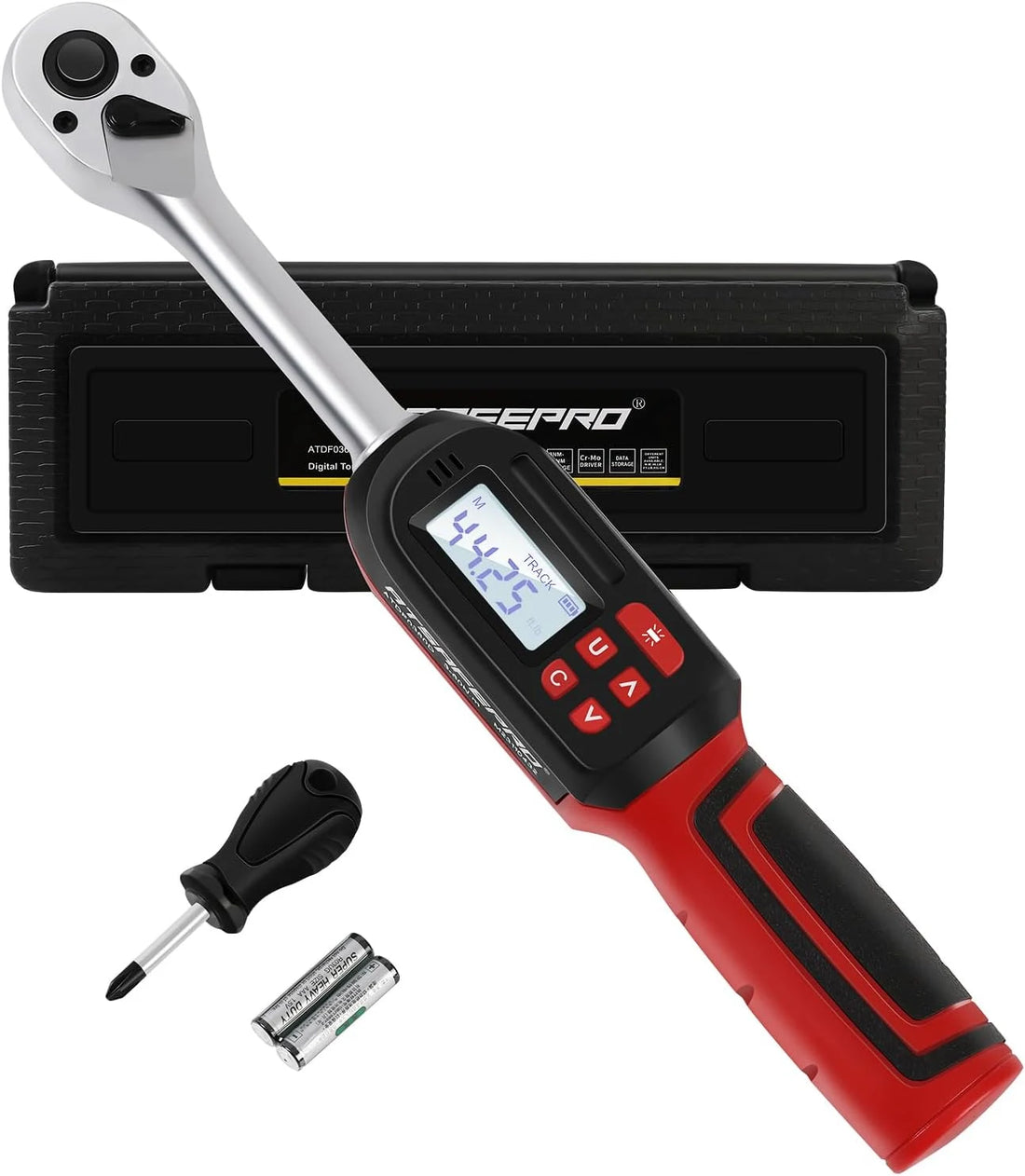 Cosari TorqueMaster 250 Pro Digital Torque Wrench: 7.4–250 ft-lb, ±1.5% Accuracy, Vibration Alert & Adapter Set - 2