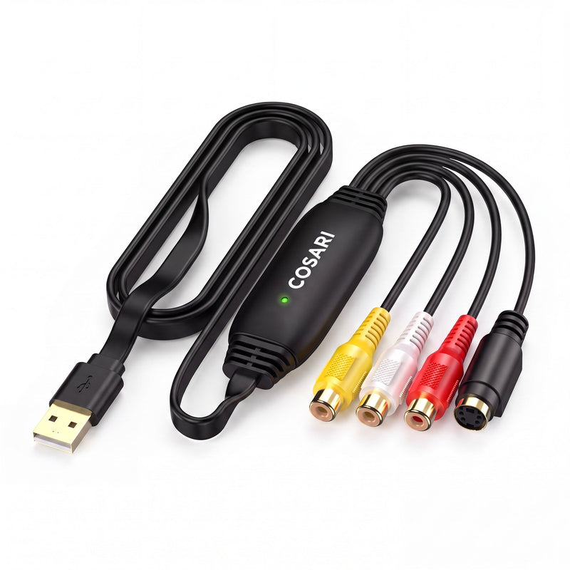 Cosari TapeVault HD — USB VHS to Digital Converter with S-Video, Plug-and-Play on Mac & Windows