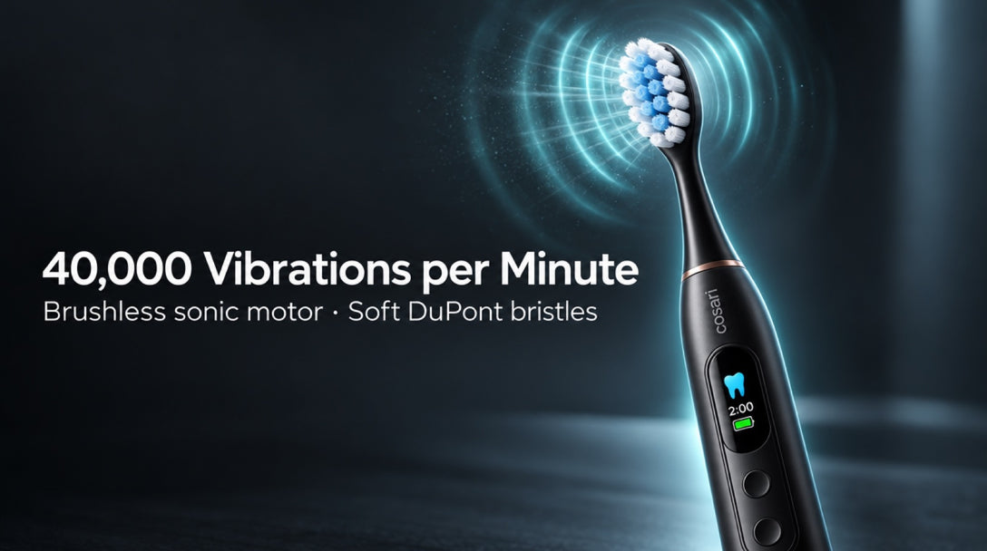 40,000 vibrations per minute with a brushless sonic motor